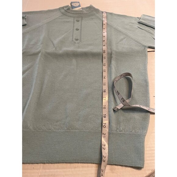 RARE! Vintage NWT 100% pure new wool Lambswool Crew Neck Sweater blue buttons - Picture 13 of 14